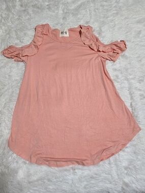Women’s Cold-Shoulder Ruffle Tank Top in Coral Pink